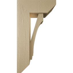 Ekena Millwork - BKTUR0554X14X26IMP06RCPR - Timberthane Faux Wood Imperial Style Bracket w/ Offset Brace, Slat Ends, 5 1/2"W x 14"D x 26"H, Primed Tan