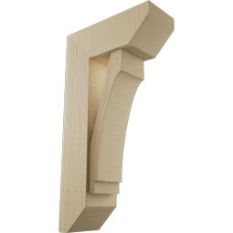 Ekena Millwork - BKTUR0554X14X26IMP06RCPR - Timberthane Faux Wood Imperial Style Bracket w/ Offset Brace, Slat Ends, 5 1/2"W x 14"D x 26"H, Primed Tan