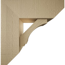 Ekena Millwork - BKTUR0554X16X16IMP06RCPR - Timberthane Faux Wood Imperial Style Bracket w/ Offset Brace, Slat Ends, 5 1/2"W x 16"D x 16"H, Primed Tan
