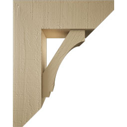 Ekena Millwork - BKTUR0554X16X20IMP06RCPR - Timberthane Faux Wood Imperial Style Bracket w/ Offset Brace, Slat Ends, 5 1/2"W x 16"D x 20"H, Primed Tan