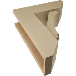 Ekena Millwork - BKTUR0554X16X20IMP06RCPR - Timberthane Faux Wood Imperial Style Bracket w/ Offset Brace, Slat Ends, 5 1/2"W x 16"D x 20"H, Primed Tan