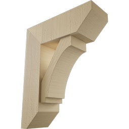 Ekena Millwork - BKTUR0554X16X20IMP06RCPR - Timberthane Faux Wood Imperial Style Bracket w/ Offset Brace, Slat Ends, 5 1/2"W x 16"D x 20"H, Primed Tan