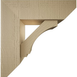 Ekena Millwork - BKTUR0554X18X18IMP06RCPR - Timberthane Faux Wood Imperial Style Bracket w/ Offset Brace, Slat Ends, 5 1/2"W x 18"D x 18"H, Primed Tan