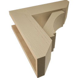 Ekena Millwork - BKTUR0554X18X18IMP06RCPR - Timberthane Faux Wood Imperial Style Bracket w/ Offset Brace, Slat Ends, 5 1/2"W x 18"D x 18"H, Primed Tan
