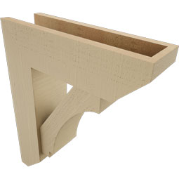 Ekena Millwork - BKTUR0554X18X22IMP06RCPR - Timberthane Faux Wood Imperial Style Bracket w/ Offset Brace, Slat Ends, 5 1/2"W x 18"D x 22"H, Primed Tan