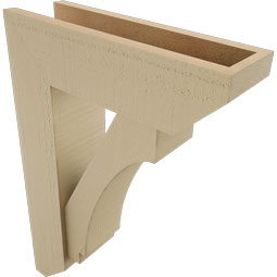 Ekena Millwork - BKTUR0554X18X26IMP06RCPR - Timberthane Faux Wood Imperial Style Bracket w/ Offset Brace, Slat Ends, 5 1/2"W x 18"D x 26"H, Primed Tan