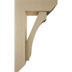 Ekena Millwork - BKTUR0554X18X30IMP06RCPR - Timberthane Faux Wood Imperial Style Bracket w/ Offset Brace, Slat Ends, 5 1/2"W x 18"D x 30"H, Primed Tan