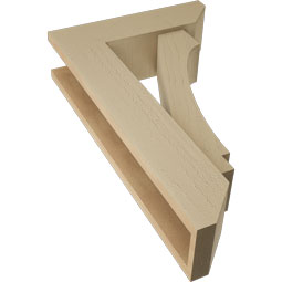 Ekena Millwork - BKTUR0554X18X30IMP06RCPR - Timberthane Faux Wood Imperial Style Bracket w/ Offset Brace, Slat Ends, 5 1/2"W x 18"D x 30"H, Primed Tan
