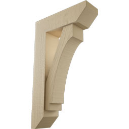 Ekena Millwork - BKTUR0554X18X30IMP06RCPR - Timberthane Faux Wood Imperial Style Bracket w/ Offset Brace, Slat Ends, 5 1/2"W x 18"D x 30"H, Primed Tan
