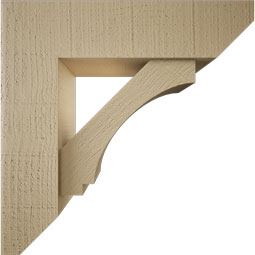 Ekena Millwork - BKTUR0554X20X20IMP06RCPR - Timberthane Faux Wood Imperial Style Bracket w/ Offset Brace, Slat Ends, 5 1/2"W x 20"D x 20"H, Primed Tan