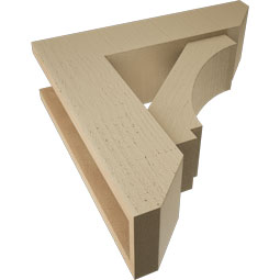 Ekena Millwork - BKTUR0554X20X20IMP06RCPR - Timberthane Faux Wood Imperial Style Bracket w/ Offset Brace, Slat Ends, 5 1/2"W x 20"D x 20"H, Primed Tan