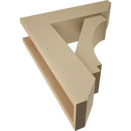 Ekena Millwork - BKTUR0554X20X24IMP06RCPR - Timberthane Faux Wood Imperial Style Bracket w/ Offset Brace, Slat Ends, 5 1/2"W x 20"D x 24"H, Primed Tan