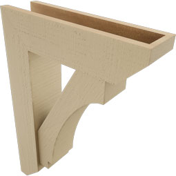 Ekena Millwork - BKTUR0554X20X28IMP06RCPR - Timberthane Faux Wood Imperial Style Bracket w/ Offset Brace, Slat Ends, 5 1/2"W x 20"D x 28"H, Primed Tan