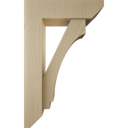 Ekena Millwork - BKTUR0554X20X32IMP06RCPR - Timberthane Faux Wood Imperial Style Bracket w/ Offset Brace, Slat Ends, 5 1/2"W x 20"D x 32"H, Primed Tan