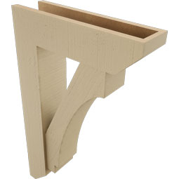 Ekena Millwork - BKTUR0554X20X32IMP06RCPR - Timberthane Faux Wood Imperial Style Bracket w/ Offset Brace, Slat Ends, 5 1/2"W x 20"D x 32"H, Primed Tan