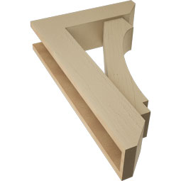 Ekena Millwork - BKTUR0554X20X32IMP06RCPR - Timberthane Faux Wood Imperial Style Bracket w/ Offset Brace, Slat Ends, 5 1/2"W x 20"D x 32"H, Primed Tan