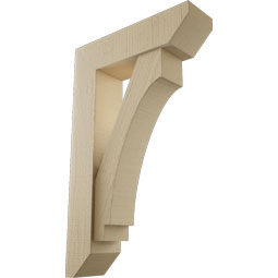 Ekena Millwork - BKTUR0554X20X32IMP06RCPR - Timberthane Faux Wood Imperial Style Bracket w/ Offset Brace, Slat Ends, 5 1/2"W x 20"D x 32"H, Primed Tan