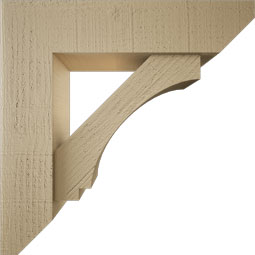 Ekena Millwork - BKTUR0554X22X22IMP06RCPR - Timberthane Faux Wood Imperial Style Bracket w/ Offset Brace, Slat Ends, 5 1/2"W x 22"D x 22"H, Primed Tan