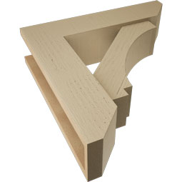 Ekena Millwork - BKTUR0554X22X22IMP06RCPR - Timberthane Faux Wood Imperial Style Bracket w/ Offset Brace, Slat Ends, 5 1/2"W x 22"D x 22"H, Primed Tan