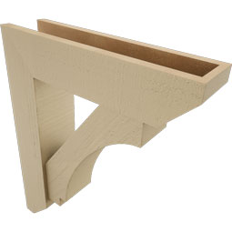 Ekena Millwork - BKTUR0554X22X26IMP06RCPR - Timberthane Faux Wood Imperial Style Bracket w/ Offset Brace, Slat Ends, 5 1/2"W x 22"D x 26"H, Primed Tan