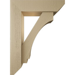 Ekena Millwork - BKTUR0554X22X30IMP06RCPR - Timberthane Faux Wood Imperial Style Bracket w/ Offset Brace, Slat Ends, 5 1/2"W x 22"D x 30"H, Primed Tan