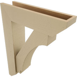 Ekena Millwork - BKTUR0554X22X30IMP06RCPR - Timberthane Faux Wood Imperial Style Bracket w/ Offset Brace, Slat Ends, 5 1/2"W x 22"D x 30"H, Primed Tan