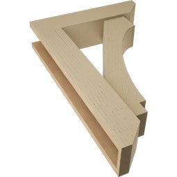 Ekena Millwork - BKTUR0554X22X34IMP06RCPR - Timberthane Faux Wood Imperial Style Bracket w/ Offset Brace, Slat Ends, 5 1/2"W x 22"D x 34"H, Primed Tan