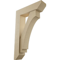 Ekena Millwork - BKTUR0554X22X34IMP06RCPR - Timberthane Faux Wood Imperial Style Bracket w/ Offset Brace, Slat Ends, 5 1/2"W x 22"D x 34"H, Primed Tan