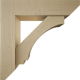 Ekena Millwork - BKTUR0554X24X24IMP06RCPR - Timberthane Faux Wood Imperial Style Bracket w/ Offset Brace, Slat Ends, 5 1/2"W x 24"D x 24"H, Primed Tan