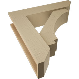 Ekena Millwork - BKTUR0554X24X24IMP06RCPR - Timberthane Faux Wood Imperial Style Bracket w/ Offset Brace, Slat Ends, 5 1/2"W x 24"D x 24"H, Primed Tan