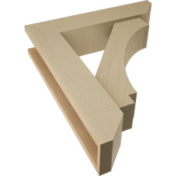 Ekena Millwork - BKTUR0554X24X28IMP06RCPR - Timberthane Faux Wood Imperial Style Bracket w/ Offset Brace, Slat Ends, 5 1/2"W x 24"D x 28"H, Primed Tan