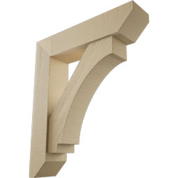 Ekena Millwork - BKTUR0554X24X28IMP06RCPR - Timberthane Faux Wood Imperial Style Bracket w/ Offset Brace, Slat Ends, 5 1/2"W x 24"D x 28"H, Primed Tan