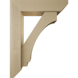 Ekena Millwork - BKTUR0554X24X32IMP06RCPR - Timberthane Faux Wood Imperial Style Bracket w/ Offset Brace, Slat Ends, 5 1/2"W x 24"D x 32"H, Primed Tan