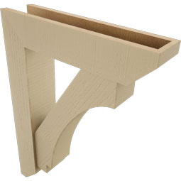 Ekena Millwork - BKTUR0554X24X32IMP06RCPR - Timberthane Faux Wood Imperial Style Bracket w/ Offset Brace, Slat Ends, 5 1/2"W x 24"D x 32"H, Primed Tan