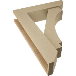 Ekena Millwork - BKTUR0554X24X32IMP06RCPR - Timberthane Faux Wood Imperial Style Bracket w/ Offset Brace, Slat Ends, 5 1/2"W x 24"D x 32"H, Primed Tan
