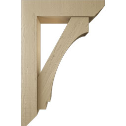 Ekena Millwork - BKTUR0554X24X36IMP06RCPR - Timberthane Faux Wood Imperial Style Bracket w/ Offset Brace, Slat Ends, 5 1/2"W x 24"D x 36"H, Primed Tan