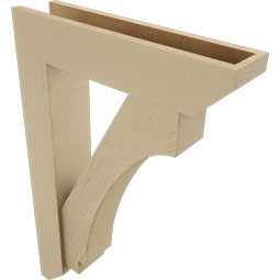 Ekena Millwork - BKTUR0554X24X36IMP06RCPR - Timberthane Faux Wood Imperial Style Bracket w/ Offset Brace, Slat Ends, 5 1/2"W x 24"D x 36"H, Primed Tan