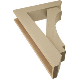 Ekena Millwork - BKTUR0554X24X36IMP06RCPR - Timberthane Faux Wood Imperial Style Bracket w/ Offset Brace, Slat Ends, 5 1/2"W x 24"D x 36"H, Primed Tan