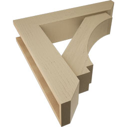 Ekena Millwork - BKTUR0554X26X26IMP06RCPR - Timberthane Faux Wood Imperial Style Bracket w/ Offset Brace, Slat Ends, 5 1/2"W x 26"D x 26"H, Primed Tan