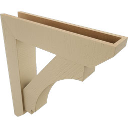 Ekena Millwork - BKTUR0554X26X30IMP06RCPR - Timberthane Faux Wood Imperial Style Bracket w/ Offset Brace, Slat Ends, 5 1/2"W x 26"D x 30"H, Primed Tan