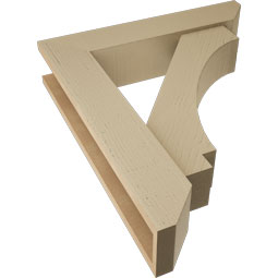 Ekena Millwork - BKTUR0554X26X30IMP06RCPR - Timberthane Faux Wood Imperial Style Bracket w/ Offset Brace, Slat Ends, 5 1/2"W x 26"D x 30"H, Primed Tan