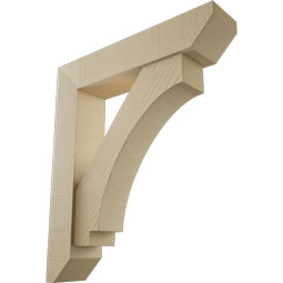 Ekena Millwork - BKTUR0554X26X30IMP06RCPR - Timberthane Faux Wood Imperial Style Bracket w/ Offset Brace, Slat Ends, 5 1/2"W x 26"D x 30"H, Primed Tan