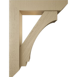 Ekena Millwork - BKTUR0554X26X34IMP06RCPR - Timberthane Faux Wood Imperial Style Bracket w/ Offset Brace, Slat Ends, 5 1/2"W x 26"D x 34"H, Primed Tan