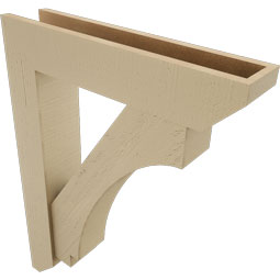 Ekena Millwork - BKTUR0554X26X34IMP06RCPR - Timberthane Faux Wood Imperial Style Bracket w/ Offset Brace, Slat Ends, 5 1/2"W x 26"D x 34"H, Primed Tan