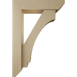 Ekena Millwork - BKTUR0554X26X38IMP06RCPR - Timberthane Faux Wood Imperial Style Bracket w/ Offset Brace, Slat Ends, 5 1/2"W x 26"D x 38"H, Primed Tan
