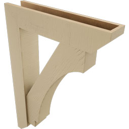 Ekena Millwork - BKTUR0554X26X38IMP06RCPR - Timberthane Faux Wood Imperial Style Bracket w/ Offset Brace, Slat Ends, 5 1/2"W x 26"D x 38"H, Primed Tan