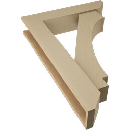 Ekena Millwork - BKTUR0554X26X38IMP06RCPR - Timberthane Faux Wood Imperial Style Bracket w/ Offset Brace, Slat Ends, 5 1/2"W x 26"D x 38"H, Primed Tan