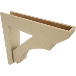 Ekena Millwork - BKTUR0554X28X28IMP06RCPR - Timberthane Faux Wood Imperial Style Bracket w/ Offset Brace, Slat Ends, 5 1/2"W x 28"D x 28"H, Primed Tan