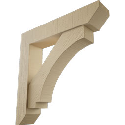 Ekena Millwork - BKTUR0554X28X28IMP06RCPR - Timberthane Faux Wood Imperial Style Bracket w/ Offset Brace, Slat Ends, 5 1/2"W x 28"D x 28"H, Primed Tan