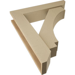 Ekena Millwork - BKTUR0554X28X32IMP06RCPR - Timberthane Faux Wood Imperial Style Bracket w/ Offset Brace, Slat Ends, 5 1/2"W x 28"D x 32"H, Primed Tan